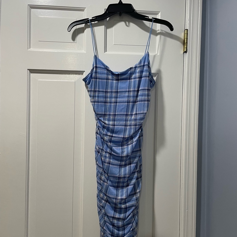 Rue21 Light Blue Plaid Midi Dress